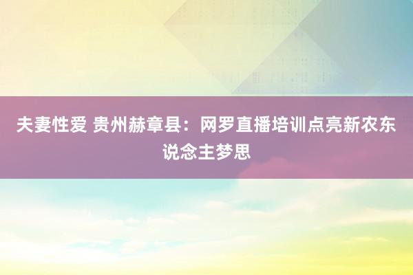 夫妻性爱 贵州赫章县：网罗直播培训点亮新农东说念主梦思