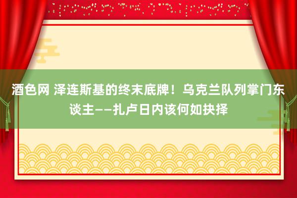 酒色网 泽连斯基的终末底牌！乌克兰队列掌门东谈主——扎卢日内该何如抉择