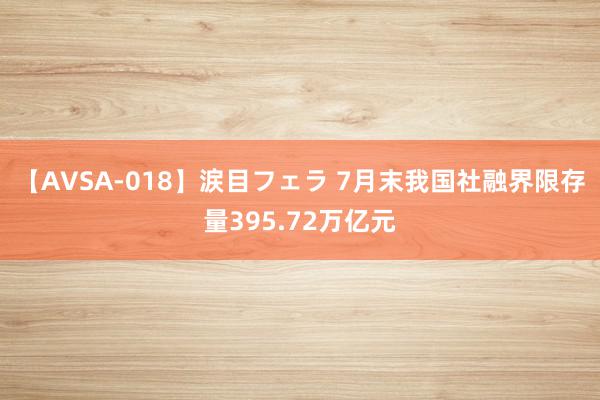 【AVSA-018】涙目フェラ 7月末我国社融界限存量395.72万亿元