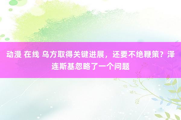 动漫 在线 乌方取得关键进展，还要不绝鞭策？泽连斯基忽略了一个问题