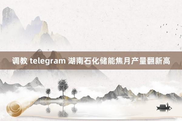 调教 telegram 湖南石化储能焦月产量翻新高